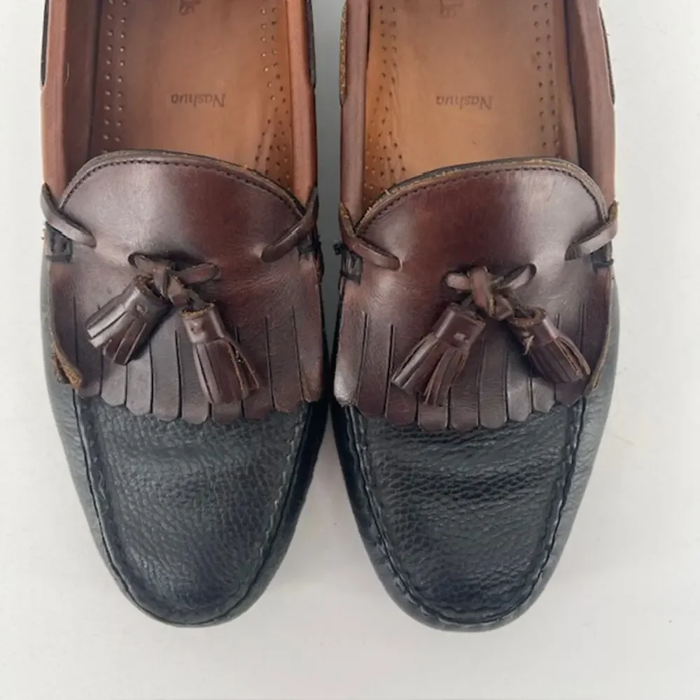 Allen Edmonds Nashua Loafer Mens 12D Brown Two-Tone Kiltie Tassel Moc ToePebbled